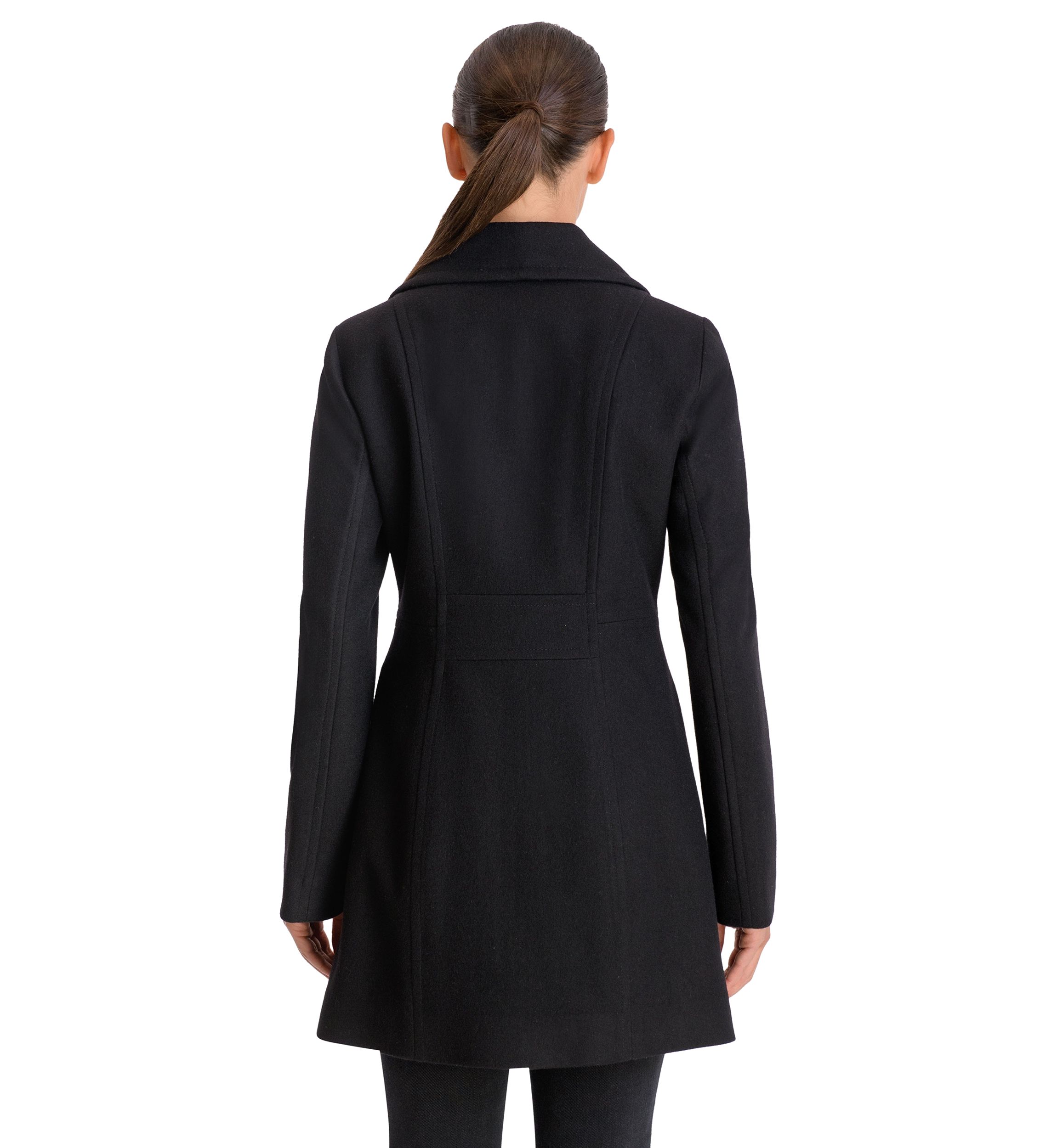 Womens Melton Wool Double Breasted Peacoat