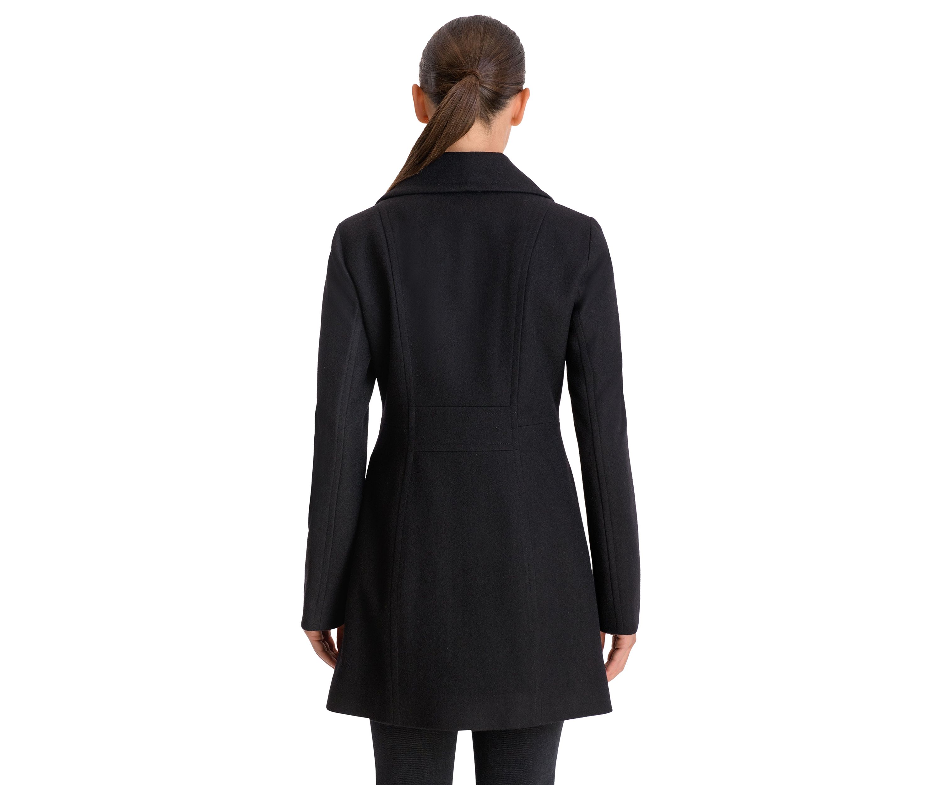Womens Melton Wool Double Breasted Peacoat