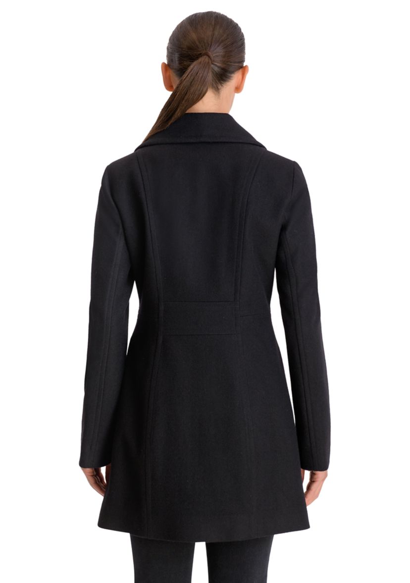Womens Melton Wool Double Breasted Peacoat