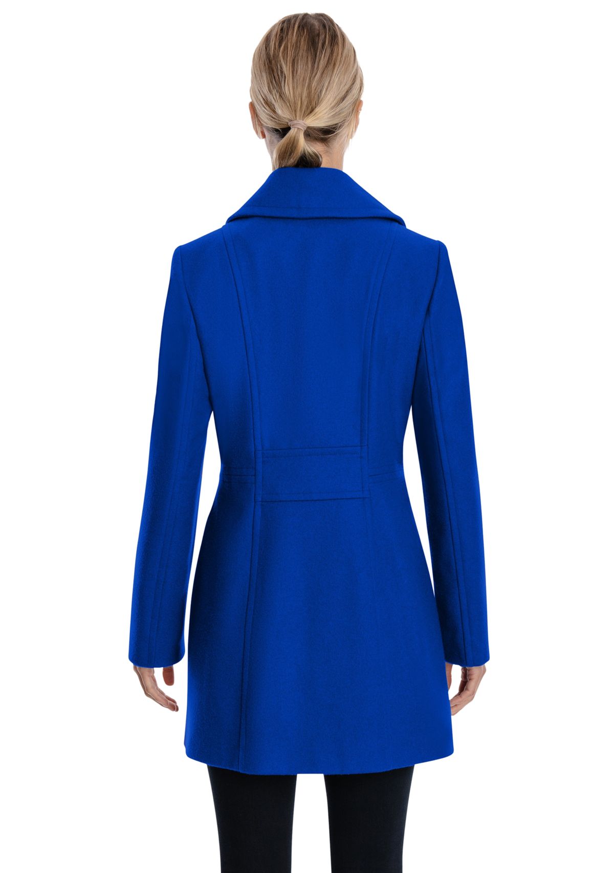 Womens Melton Single Breasted Notch Collar Peacoat