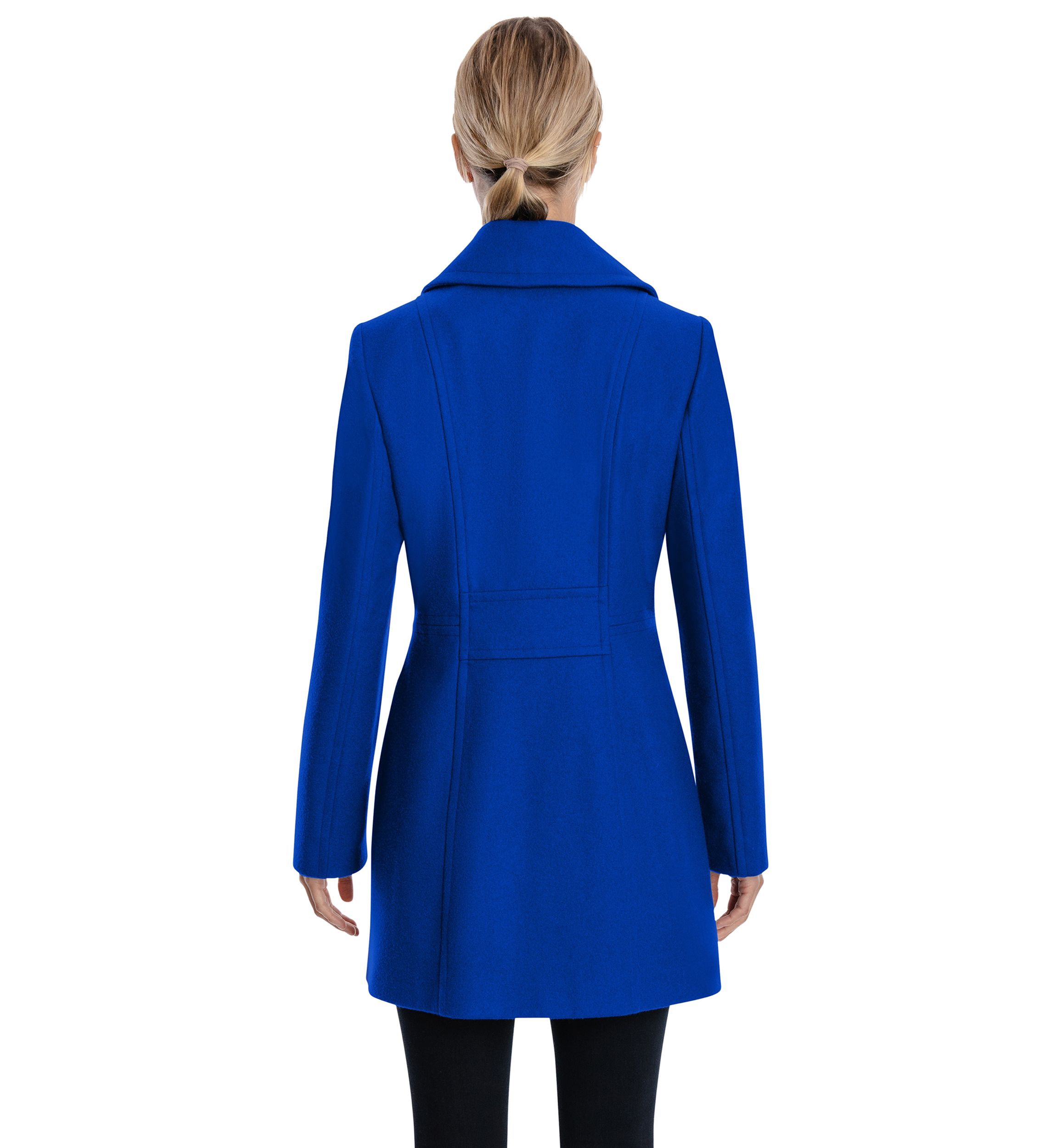 Womens Melton Single Breasted Notch Collar Peacoat