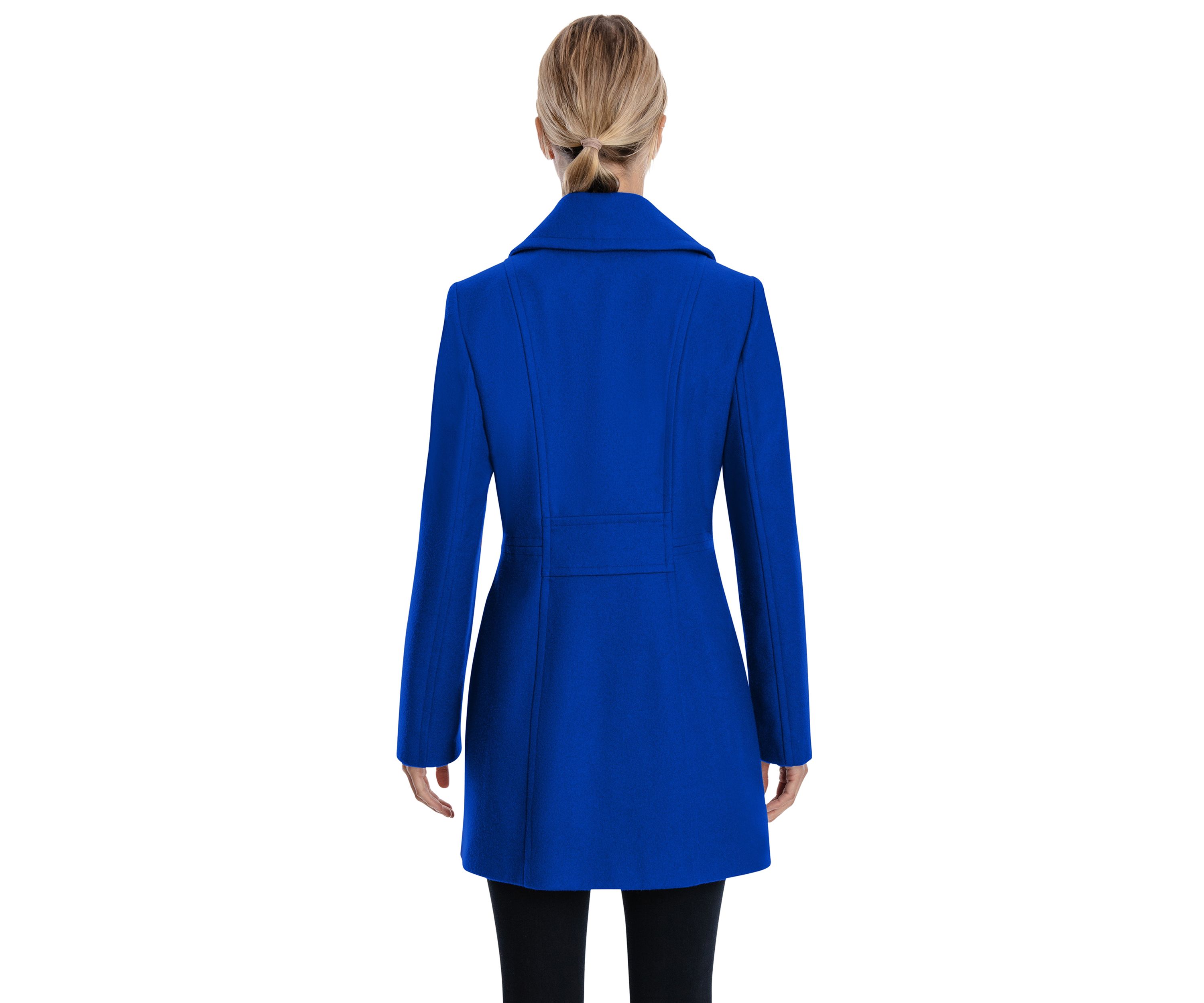 Womens Melton Single Breasted Notch Collar Peacoat