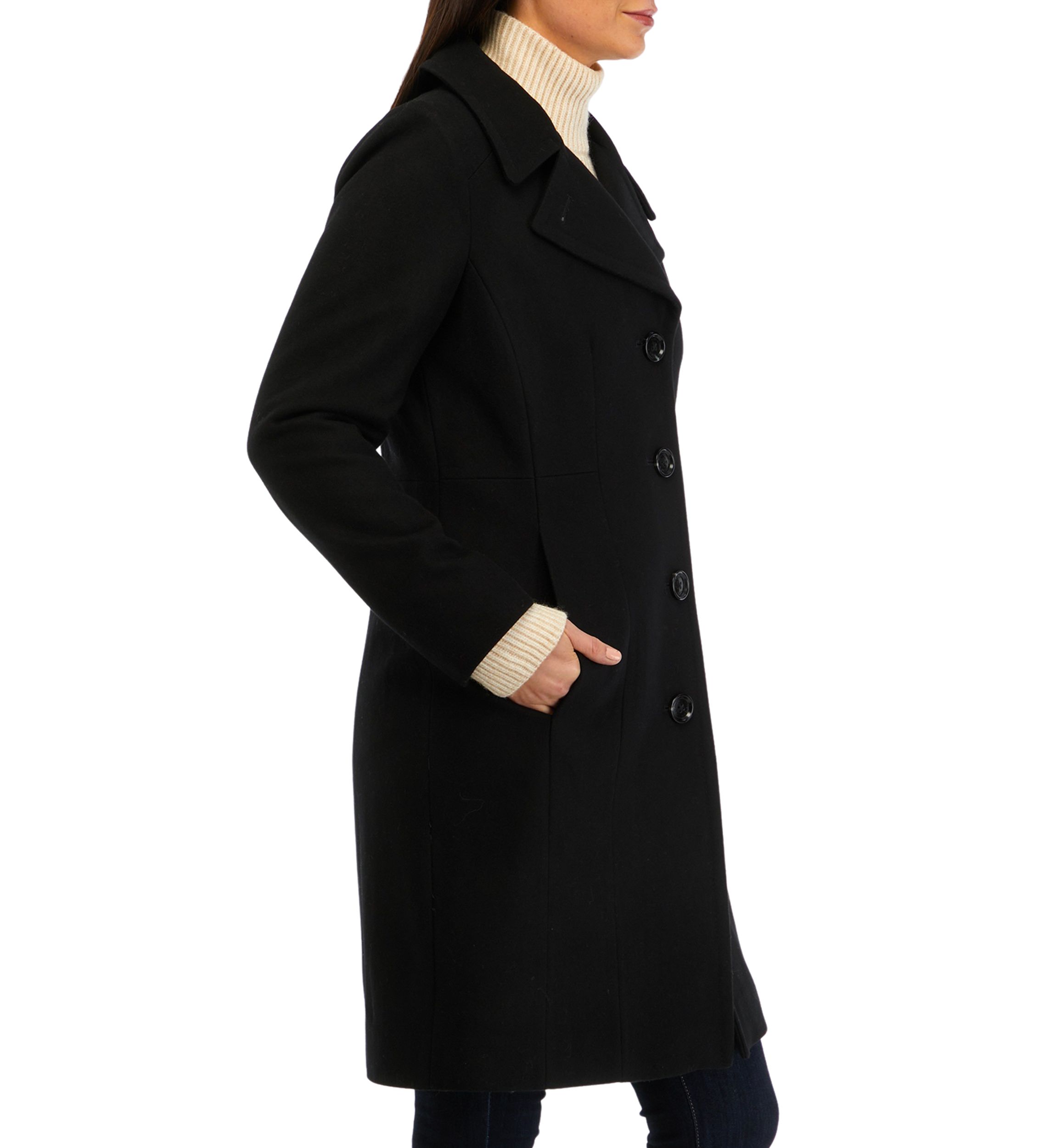 Womens Mid Wool Notch Collar 38 Coat