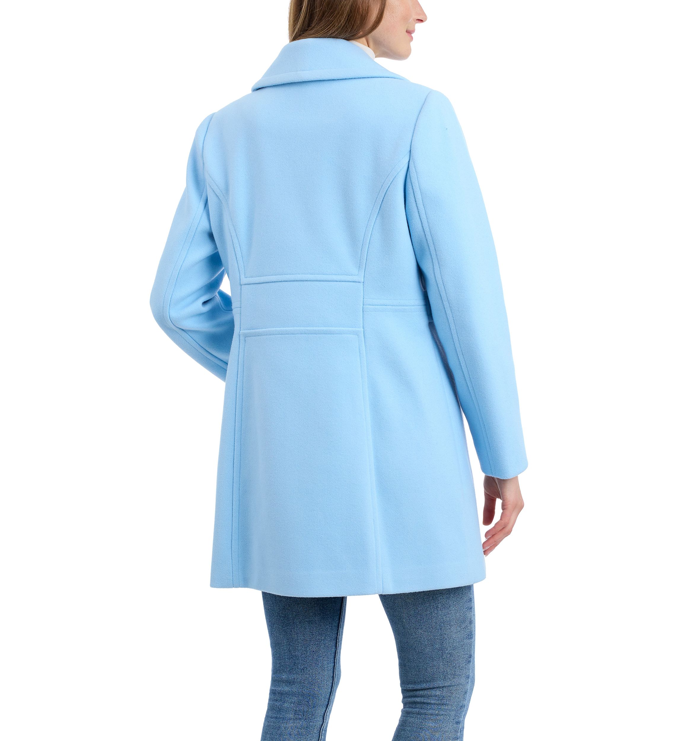 Womens Melton Single Breasted Notch Collar Peacoat