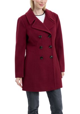 Anne Klein Women's Double Breasted Melton Peacoat, Medium