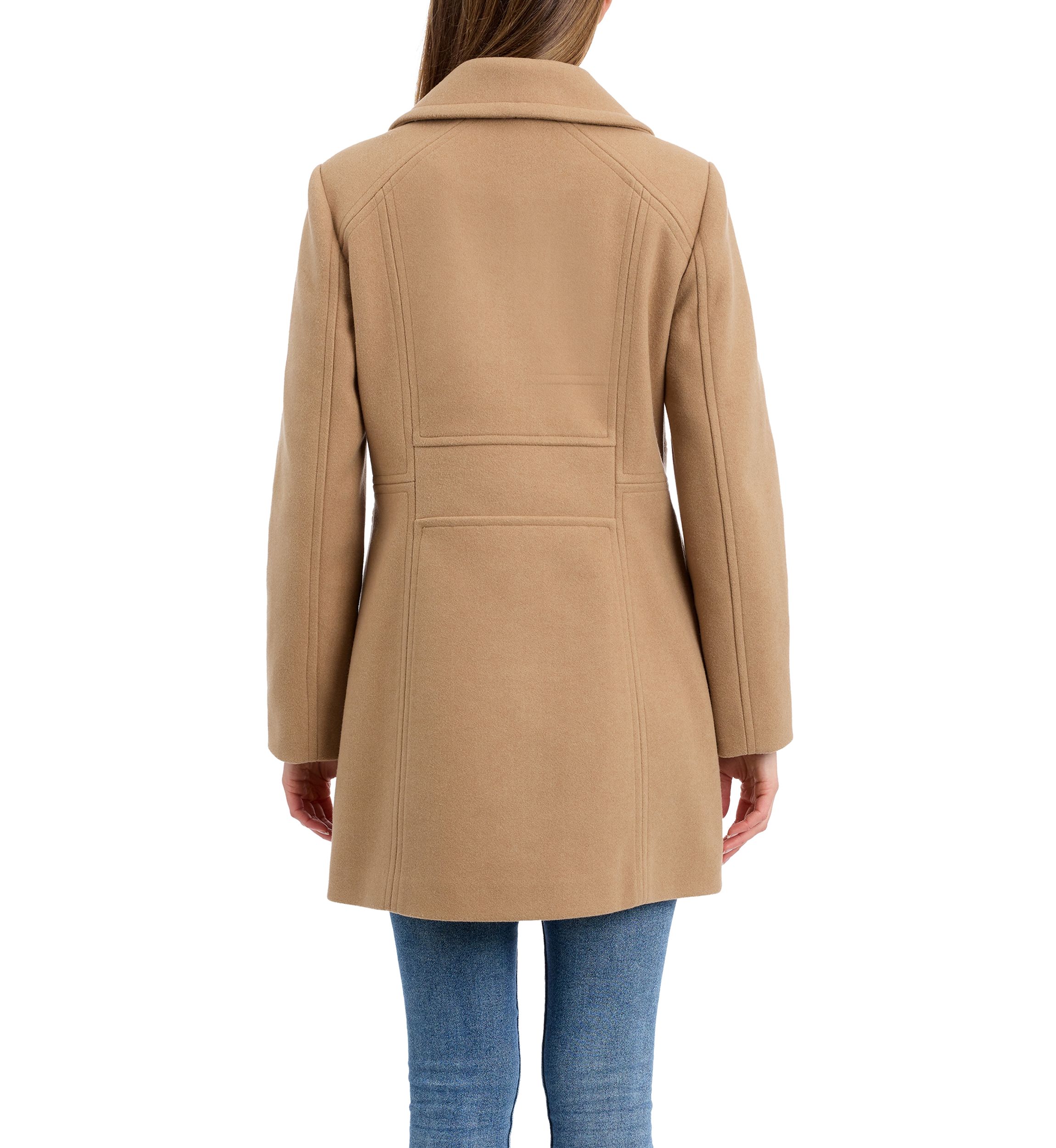 Womens Double Breasted Melton Peacoat