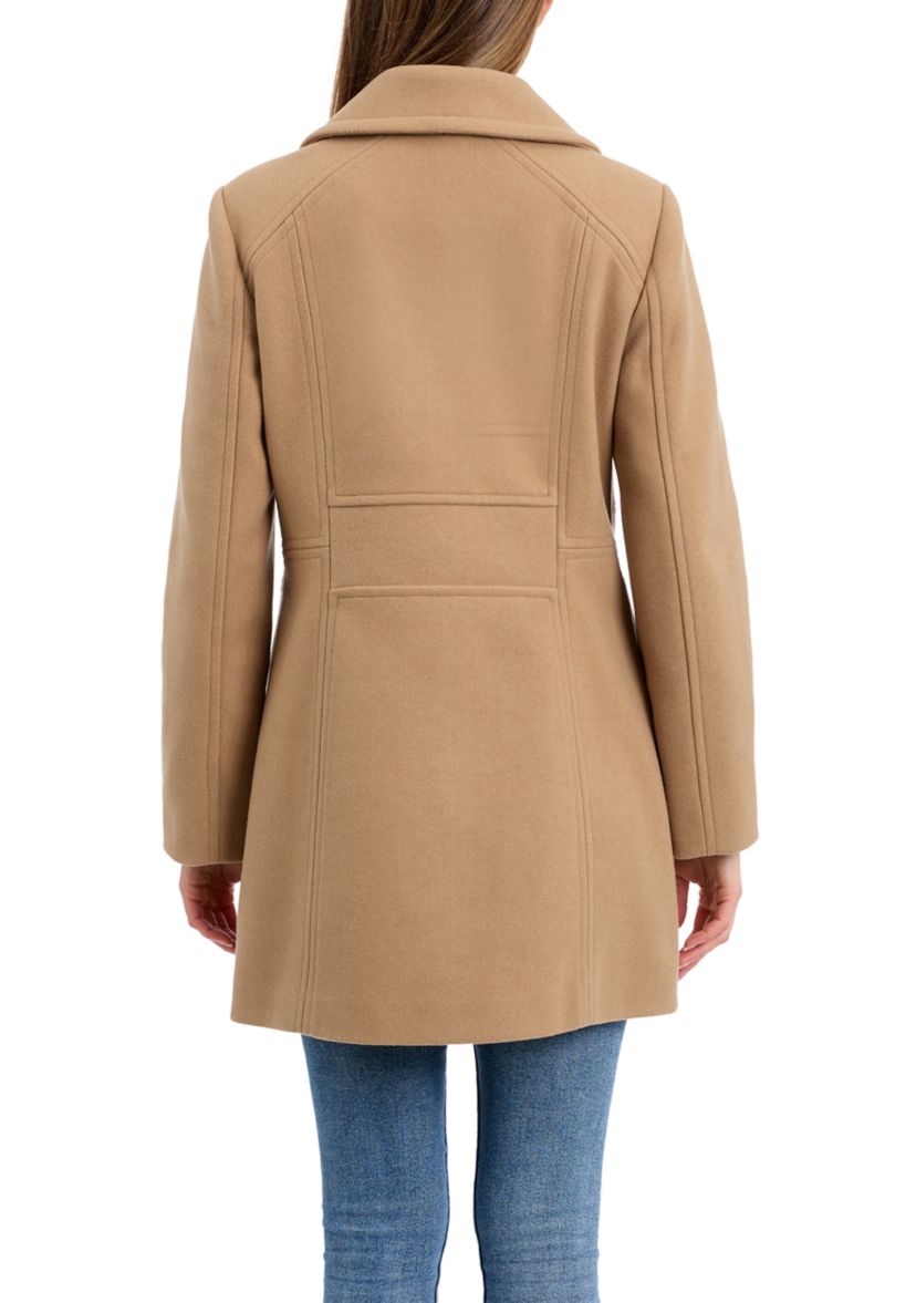 Womens Double Breasted Melton Peacoat