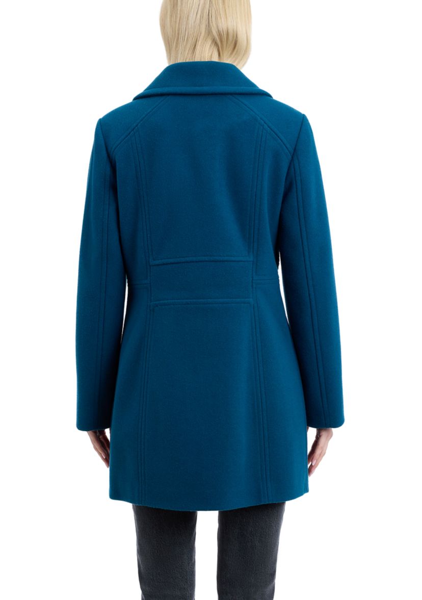 Womens Double Breasted Melton Peacoat