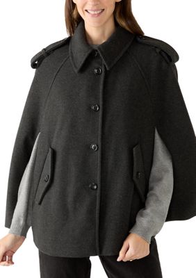 Anne Klein Women's Notch Short Cape, Grey, Large