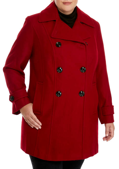 Anne Klein Plus Size Double Breasted Wool Coat | belk