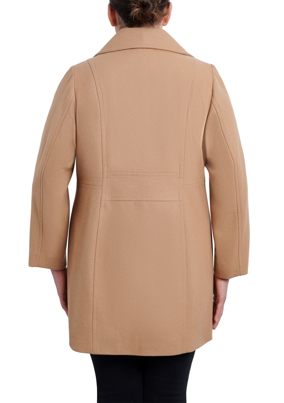 Plus Size Melton Wool Double Breasted Peacoat