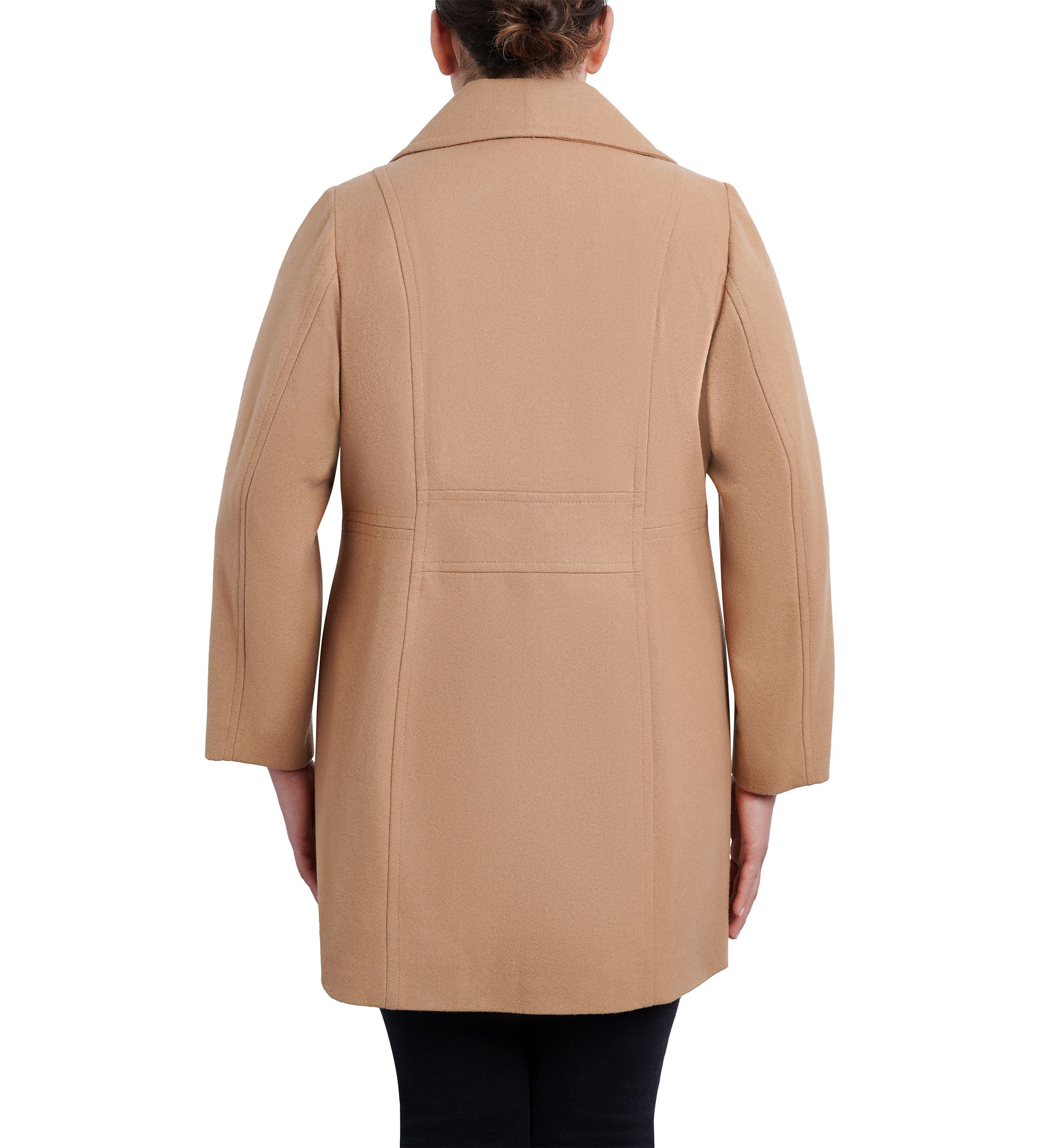 Plus Size Melton Wool Double Breasted Peacoat