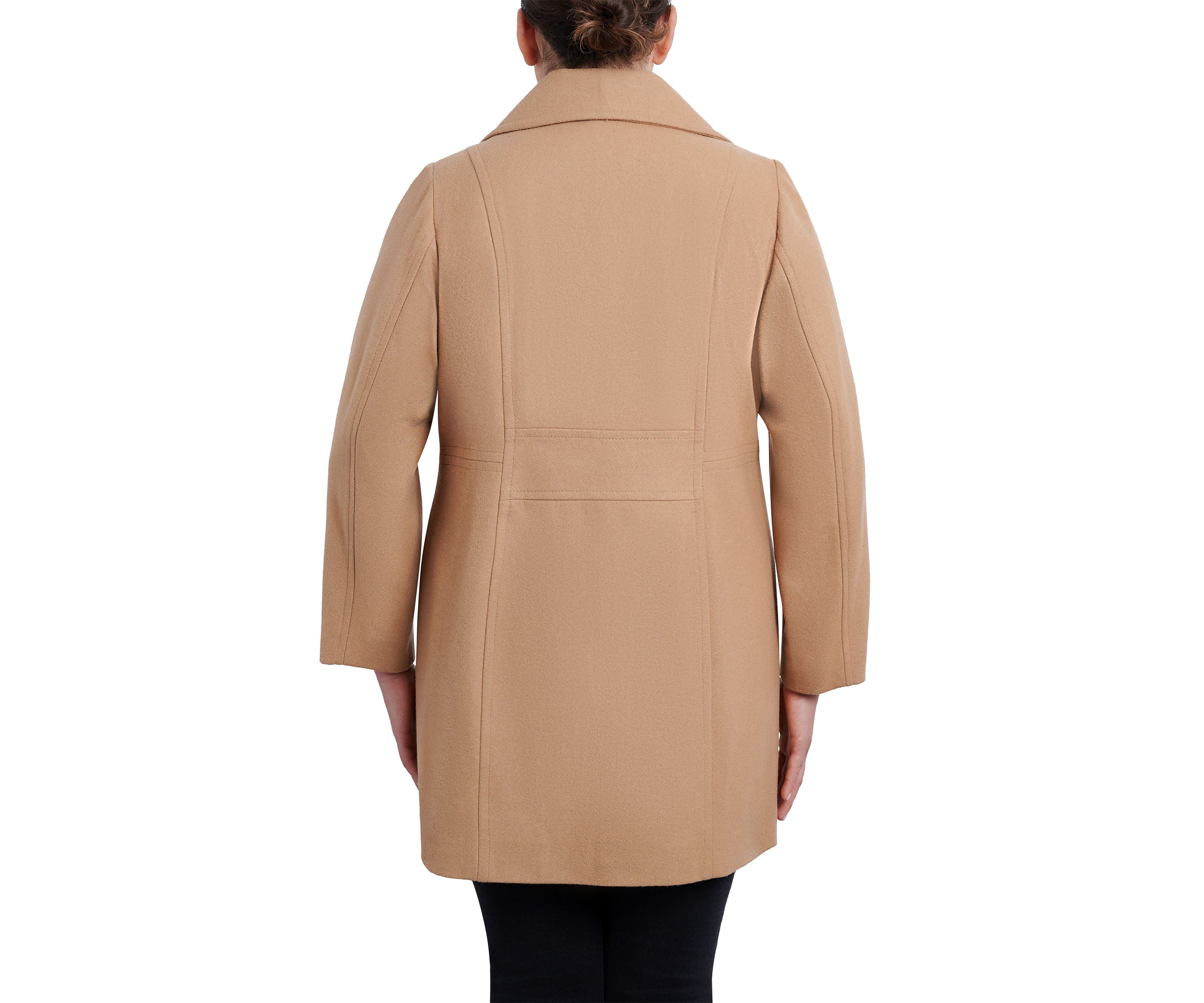 Plus Size Melton Wool Double Breasted Peacoat