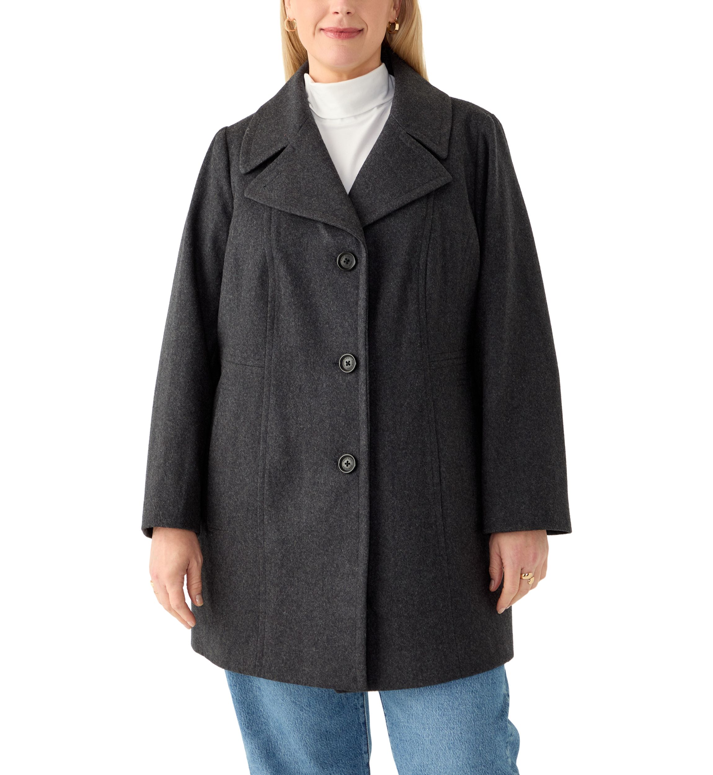 Plus Size Melton Peacoat