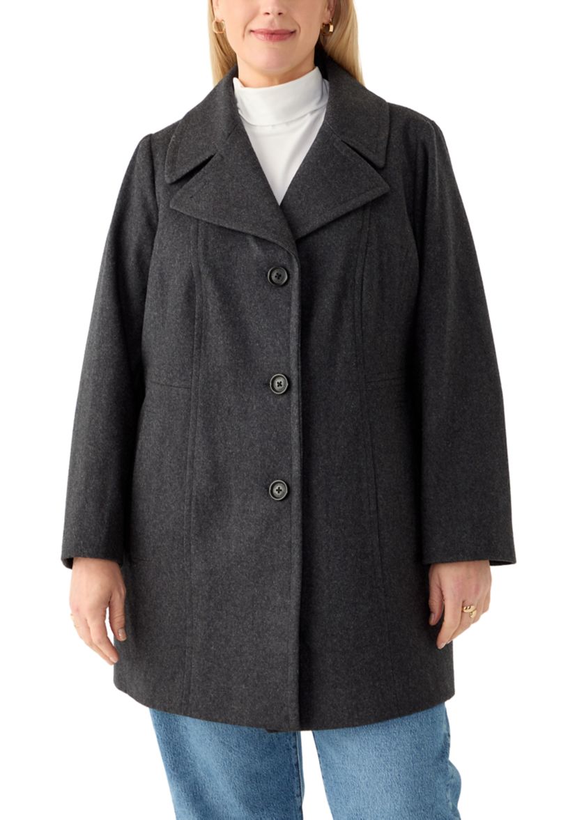 Plus Size Melton Peacoat