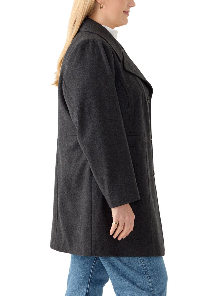 Plus Size Melton Peacoat