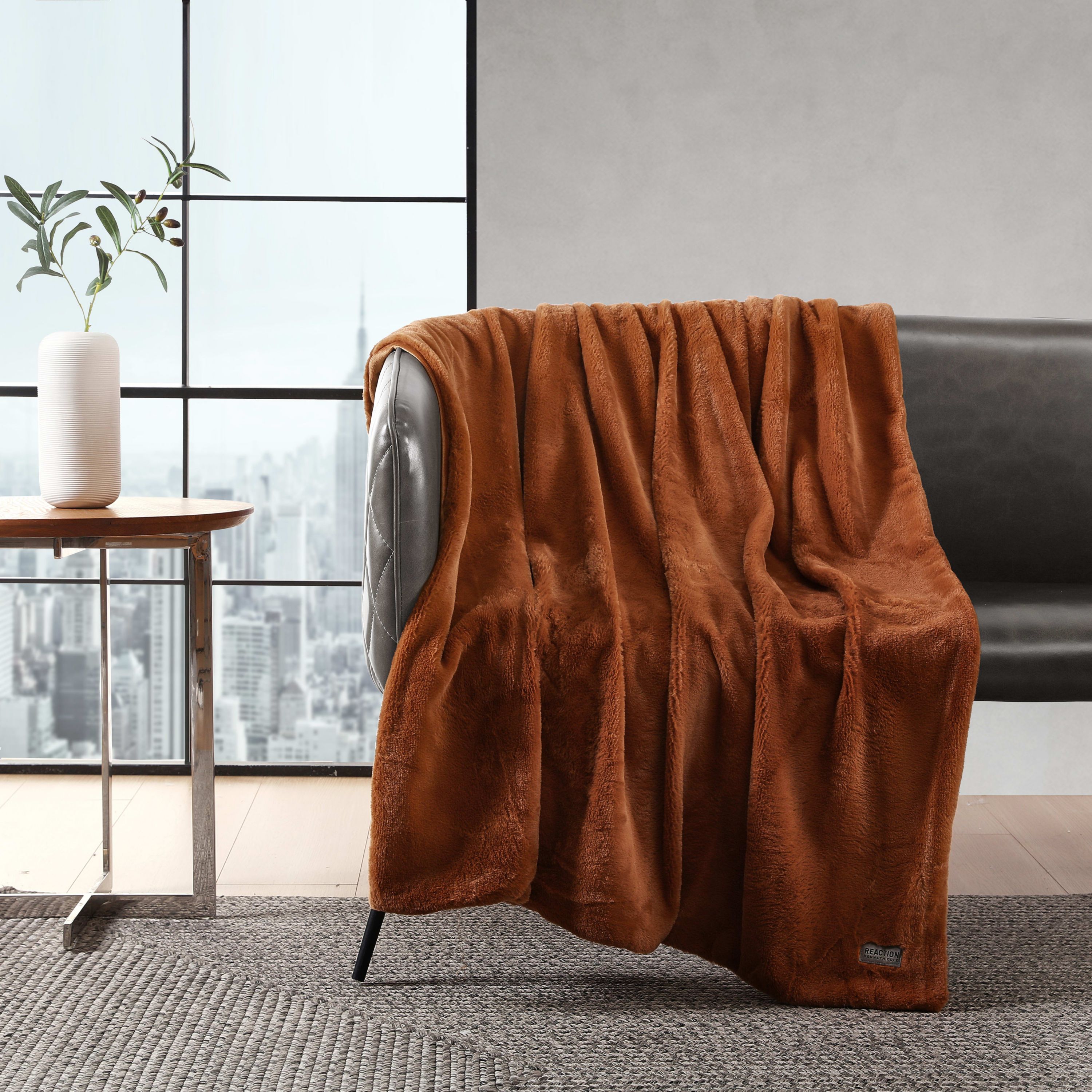 Faux Fur Solid Microfiber Throw Blanket