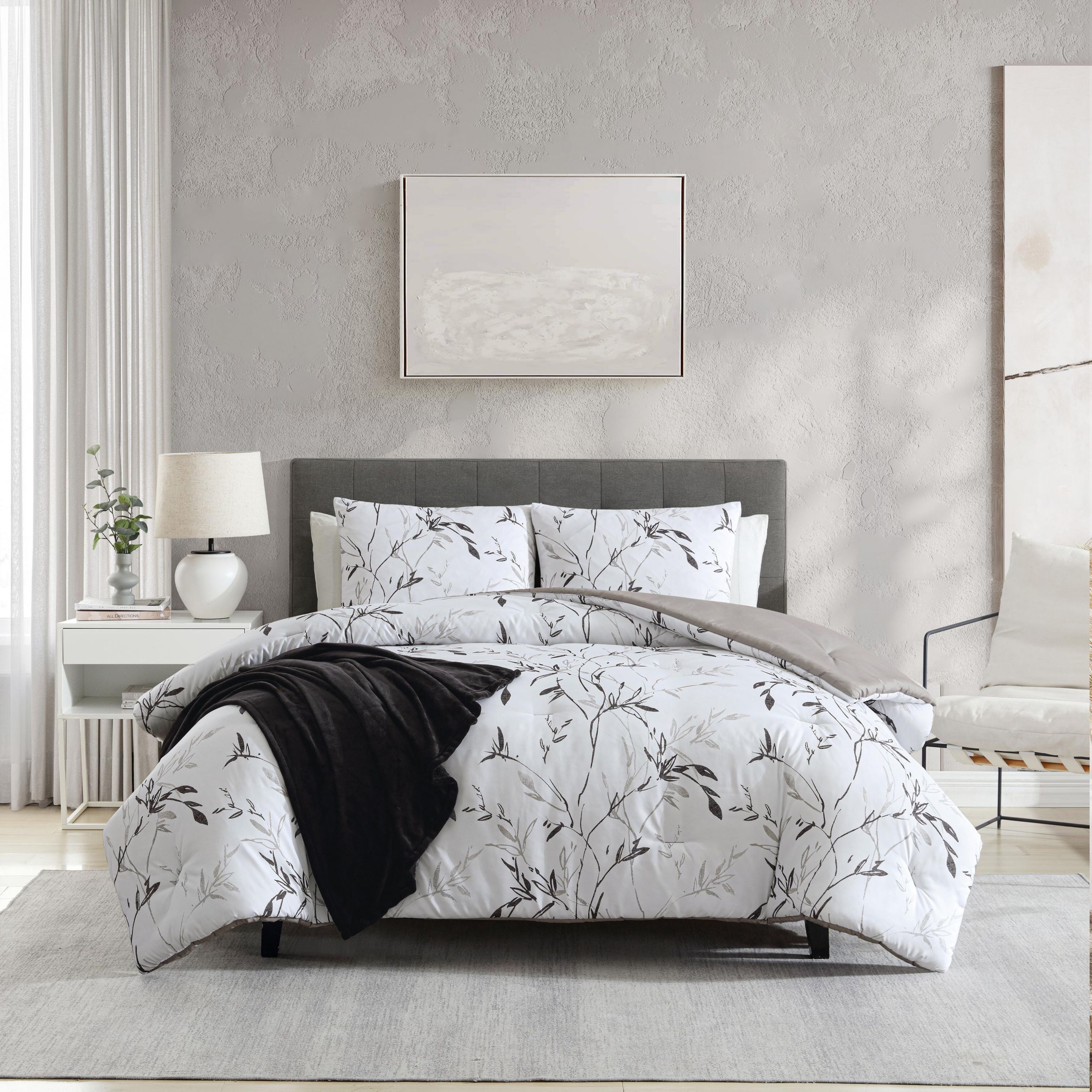 Ink Wash Vine Microfiber Comforter Sham Bonus Set