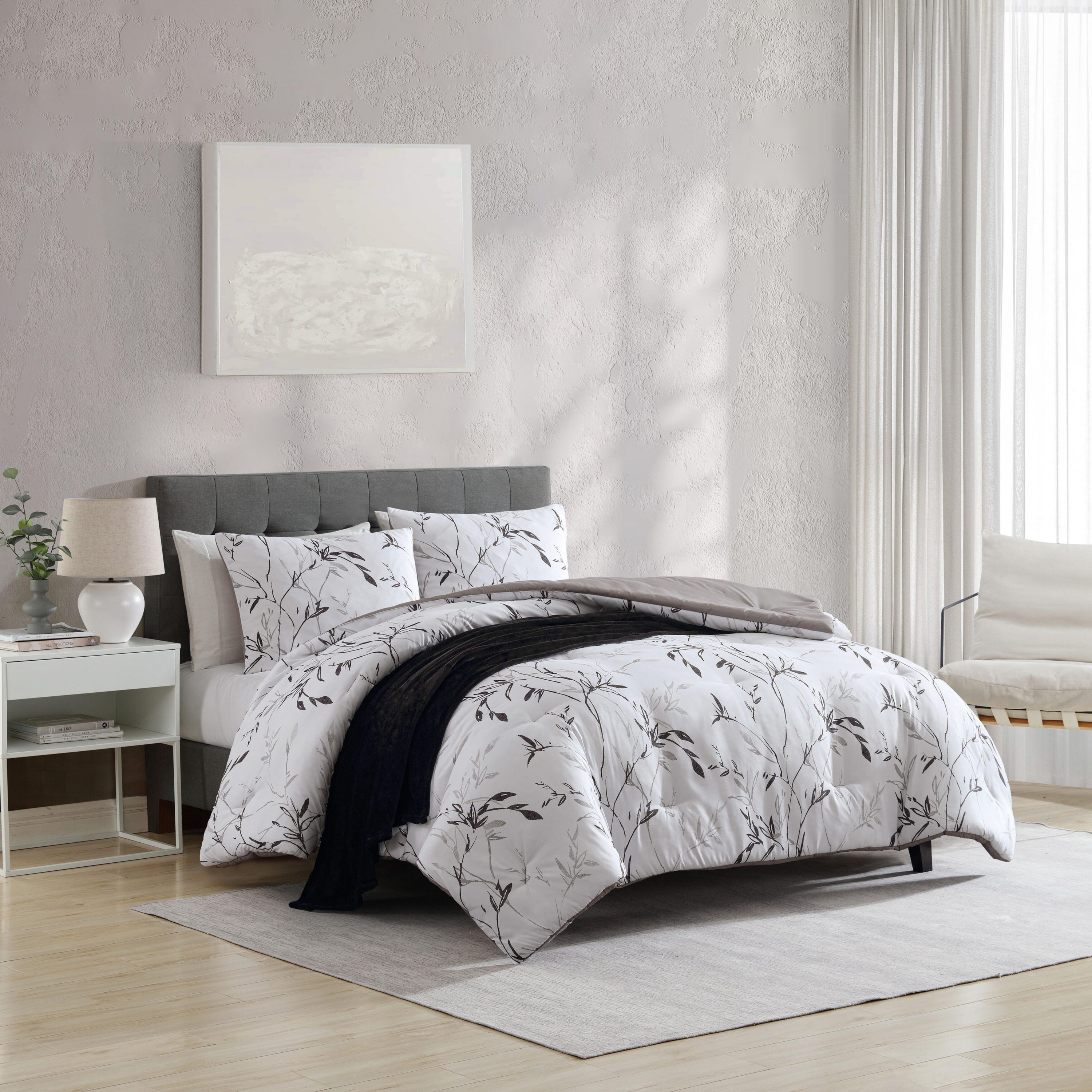 Ink Wash Vine Microfiber Comforter Sham Bonus Set