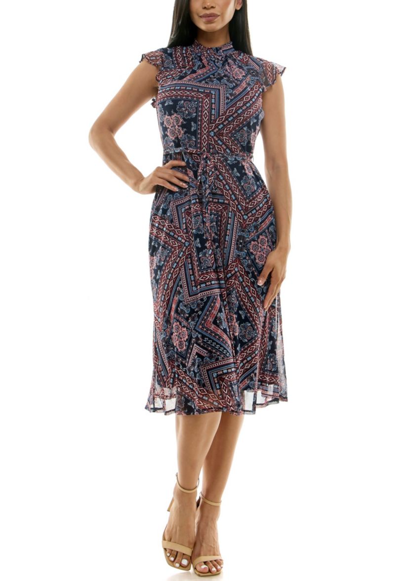 Smocked Flutter Sleeve Dress