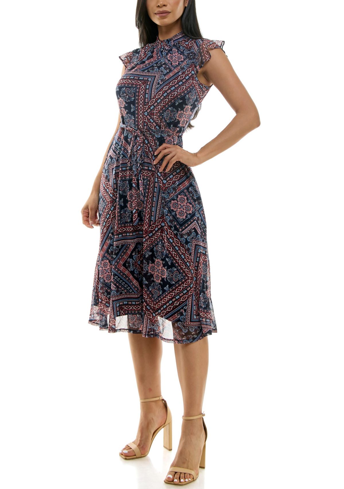 Smocked Flutter Sleeve Dress