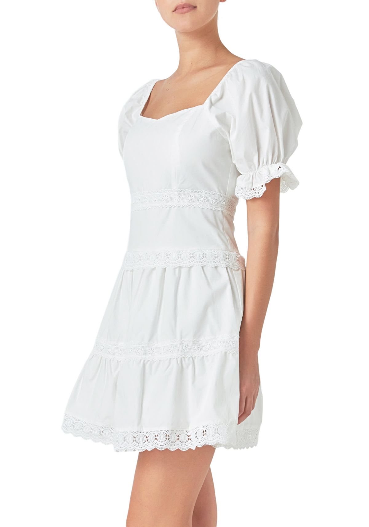 Sweetheart Lace Combo Puff Mini