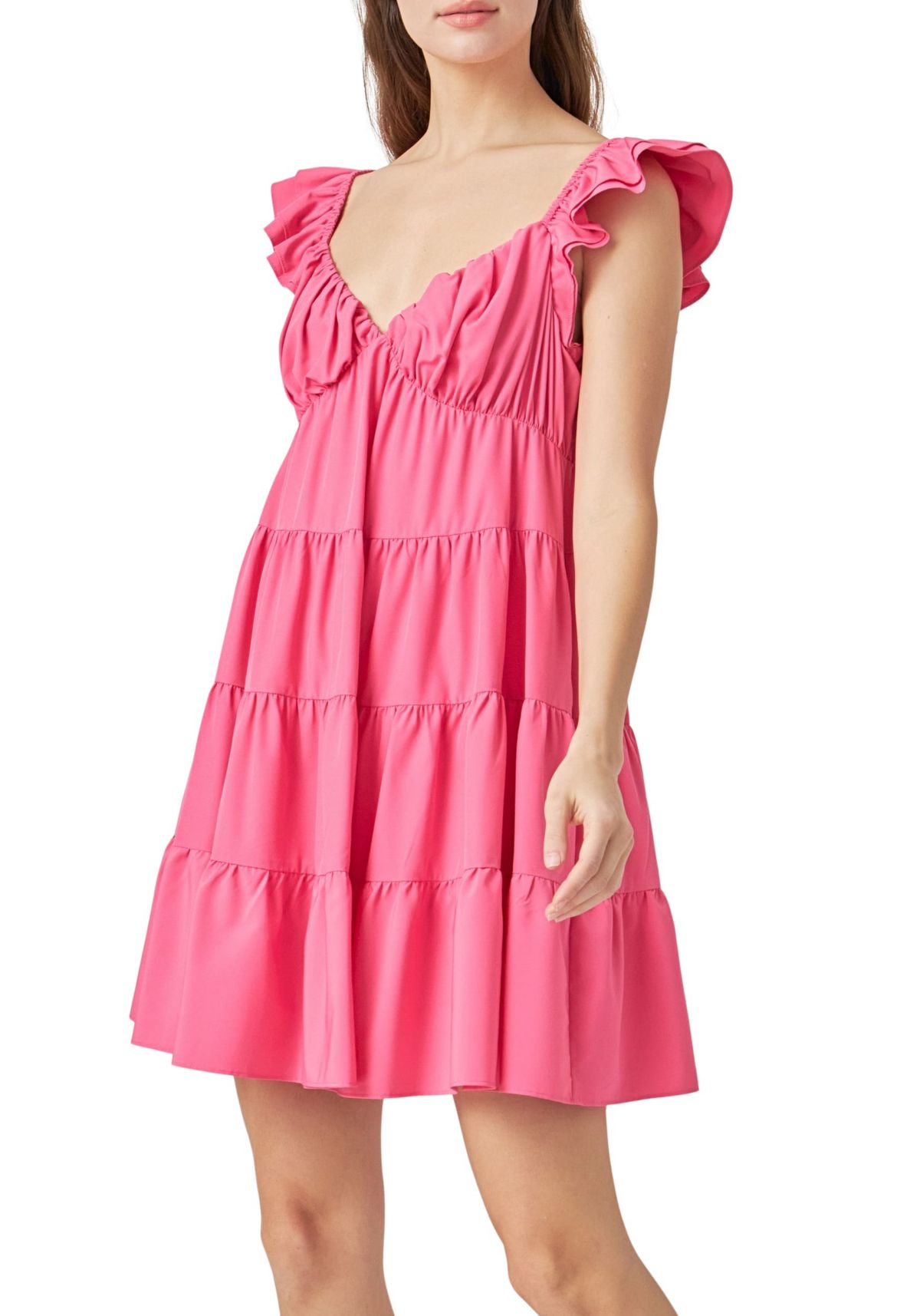 Sweetheart Flounced Mini Dress