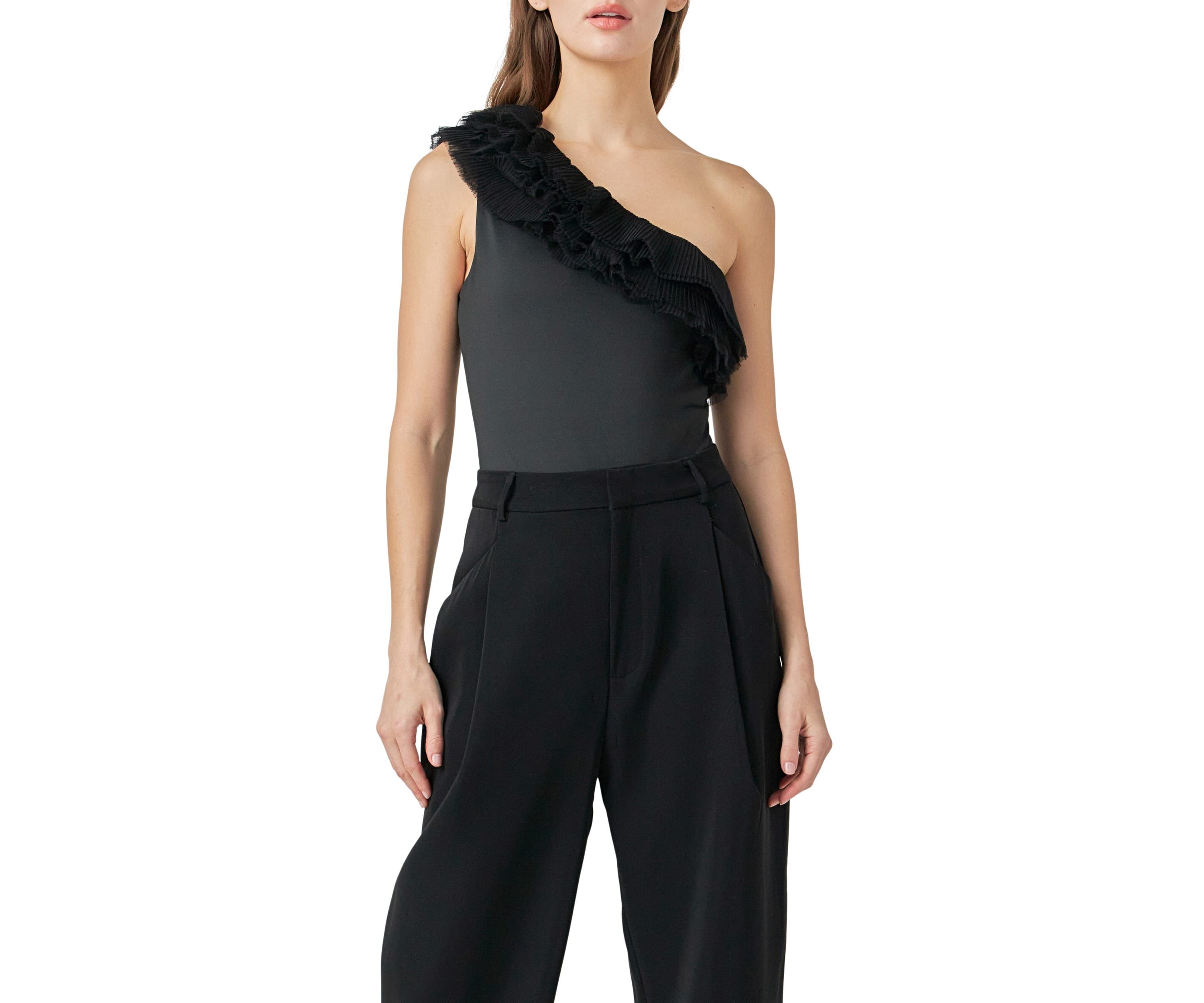 Ruffled Asymmetrical Bodysuit