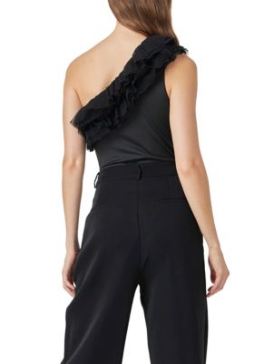 Ruffled Asymmetrical Bodysuit