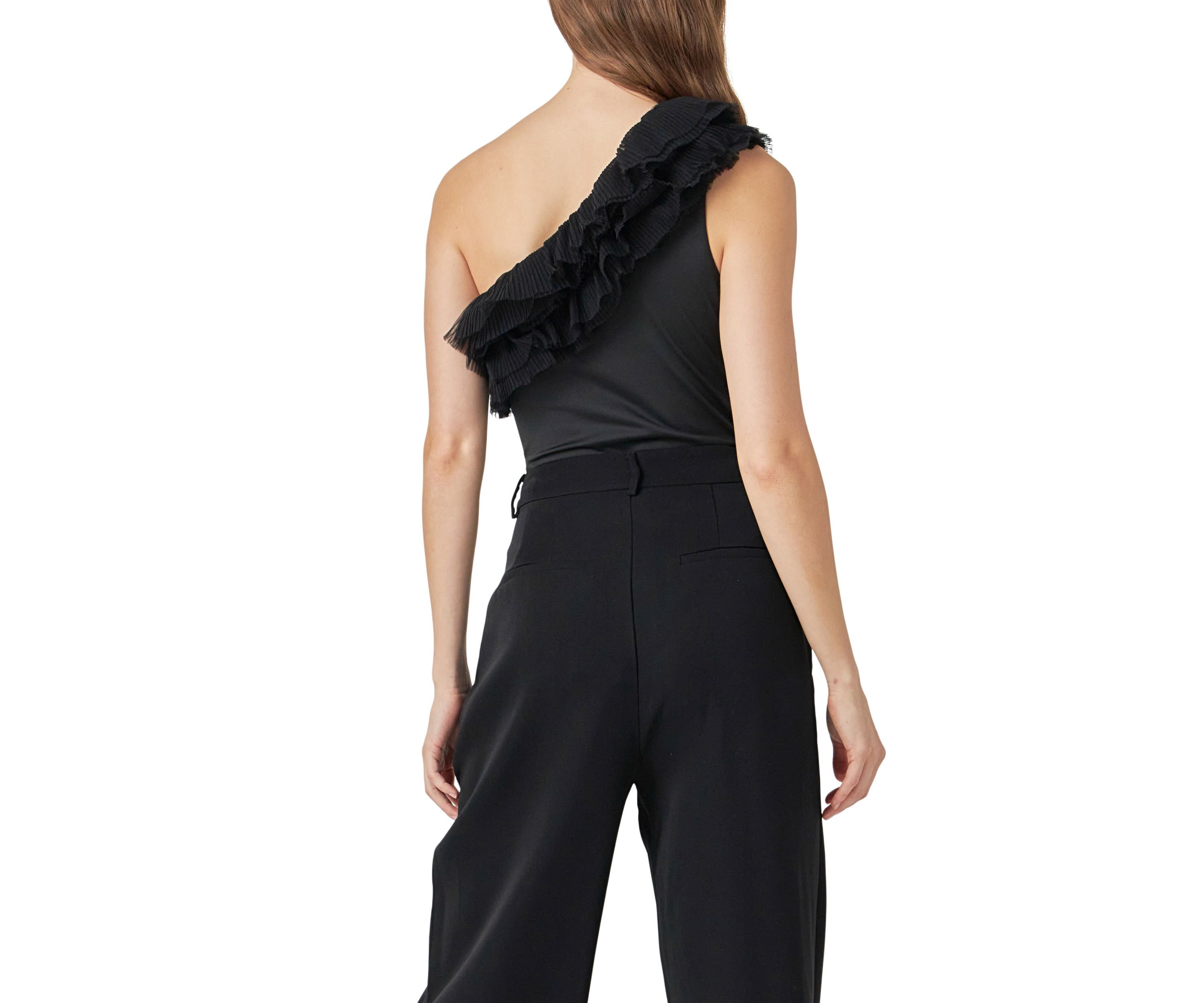 Ruffled Asymmetrical Bodysuit