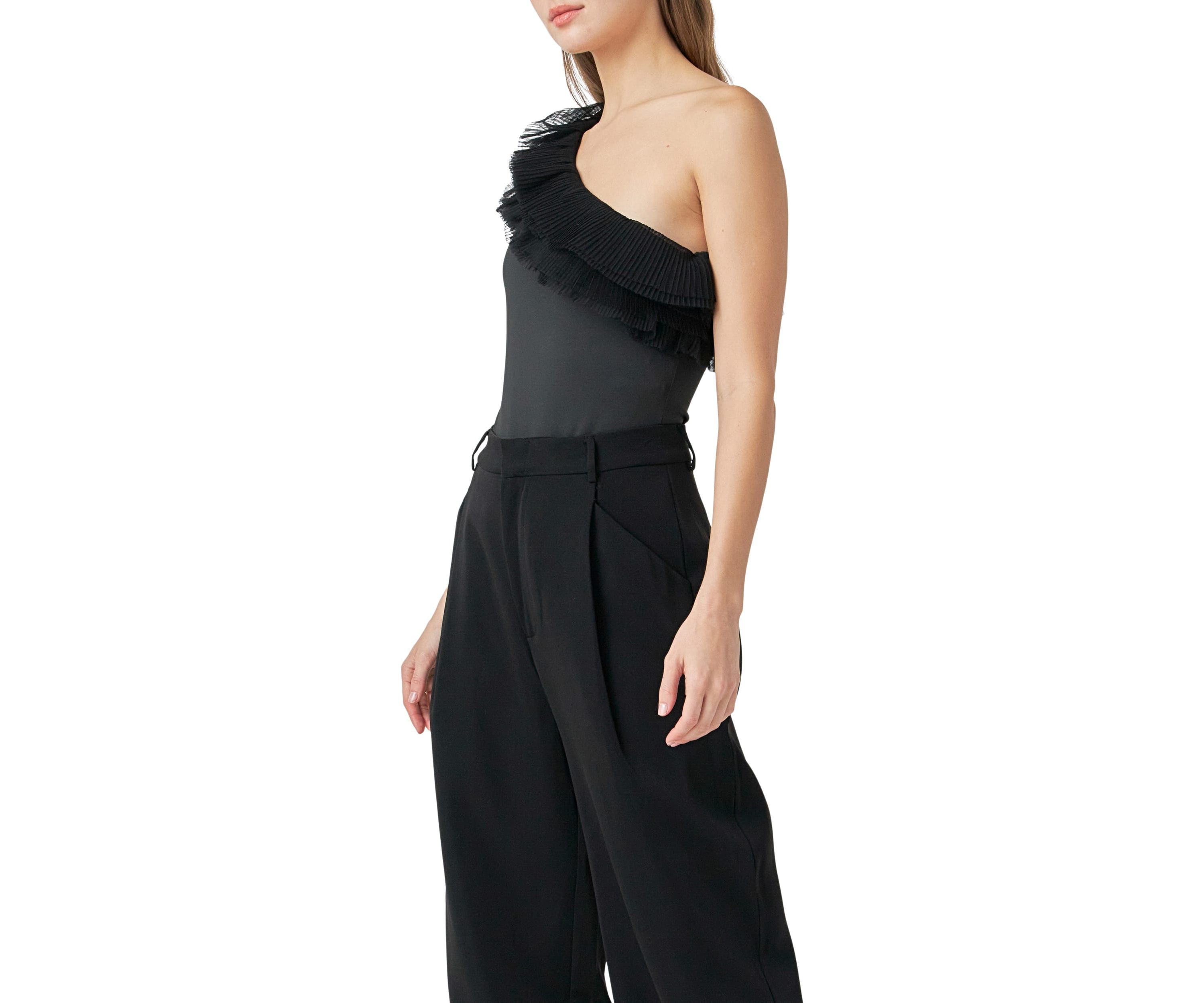 Ruffled Asymmetrical Bodysuit