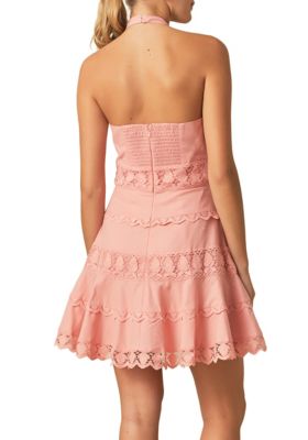 Halter Neck Lace Trim Dress