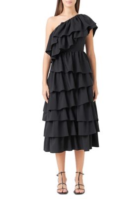 Women's One Shoulder Tiered Maxi Dress