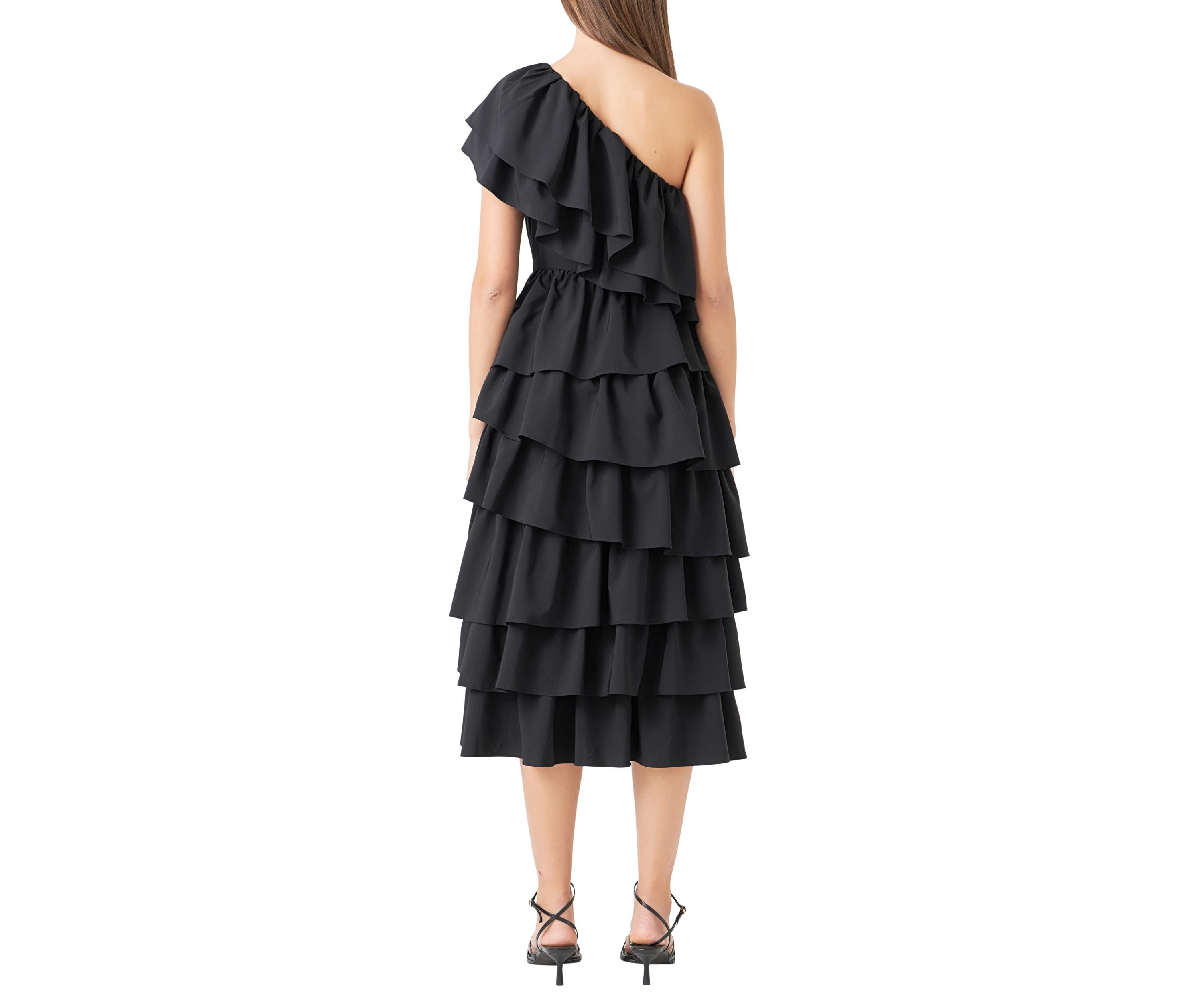 One Shoulder Tiered Maxi Dress