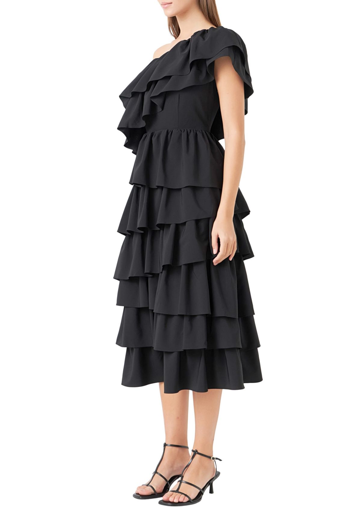 One Shoulder Tiered Maxi Dress