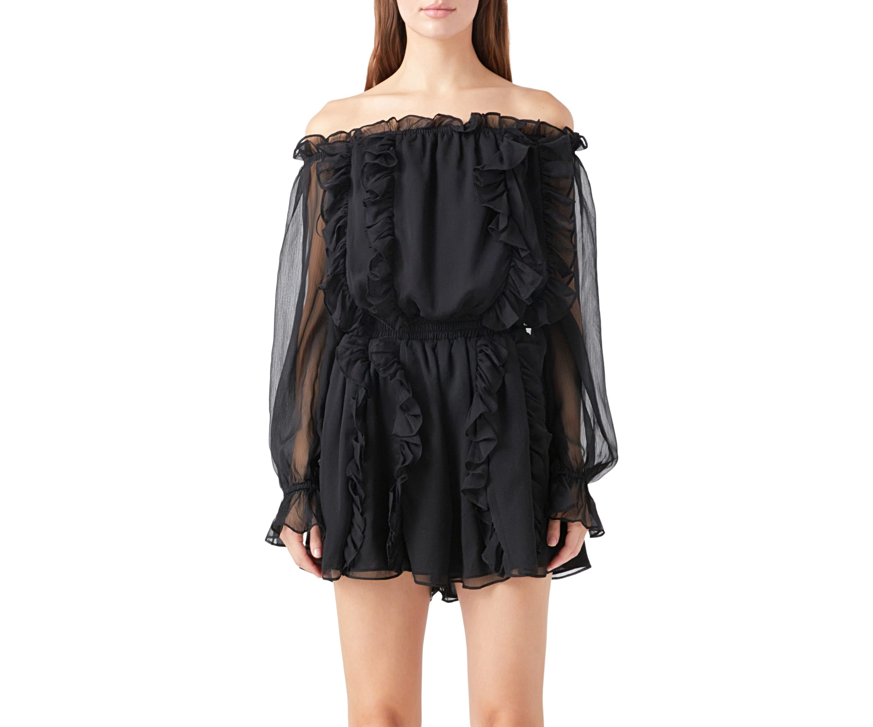 Off the Shoulder Ruffled Romper