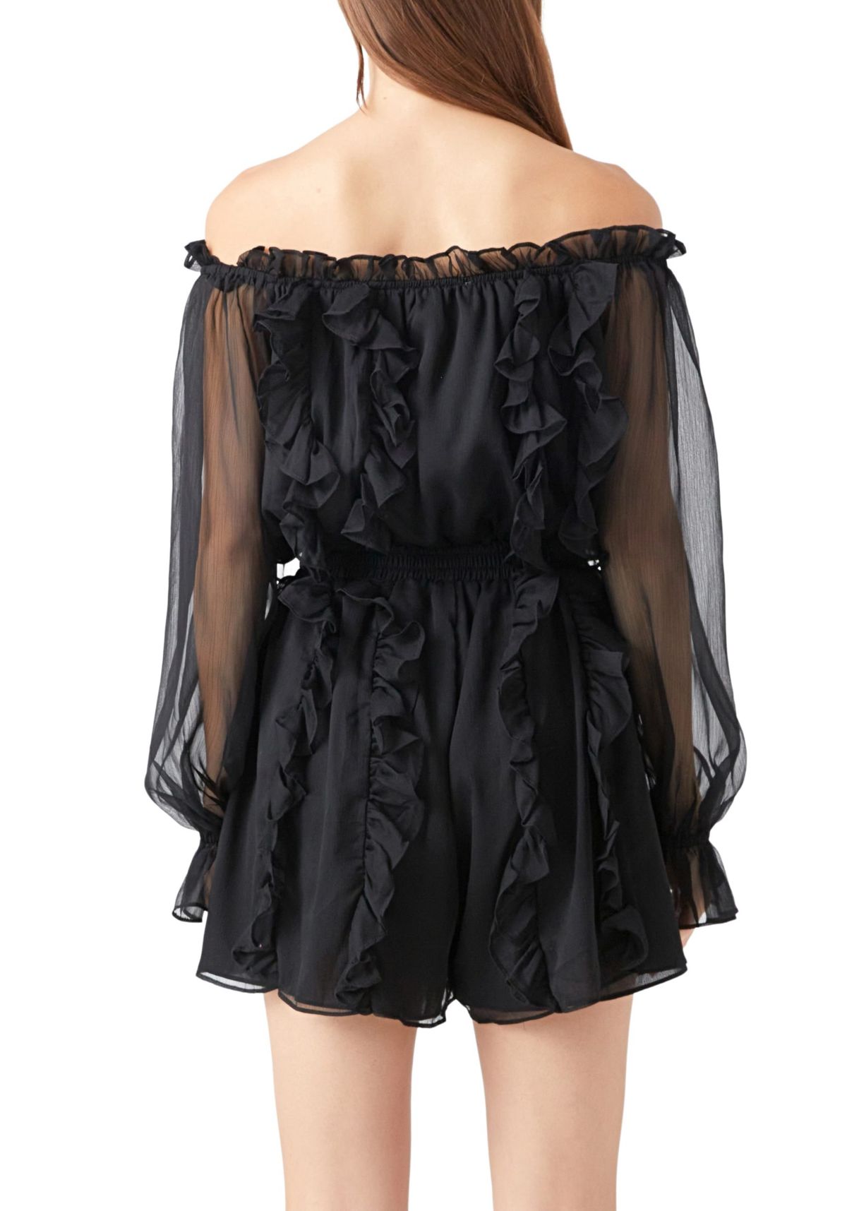 Off the Shoulder Ruffled Romper
