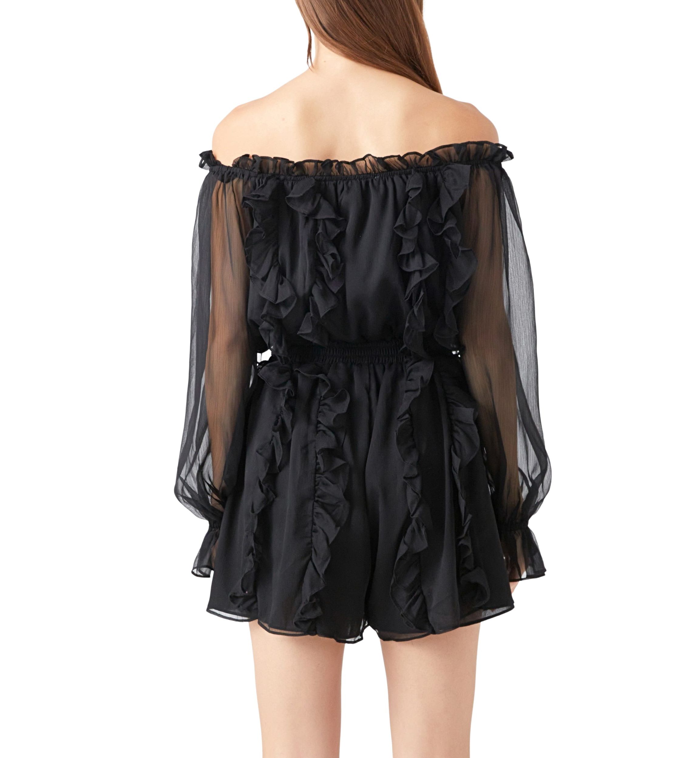 Off the Shoulder Ruffled Romper