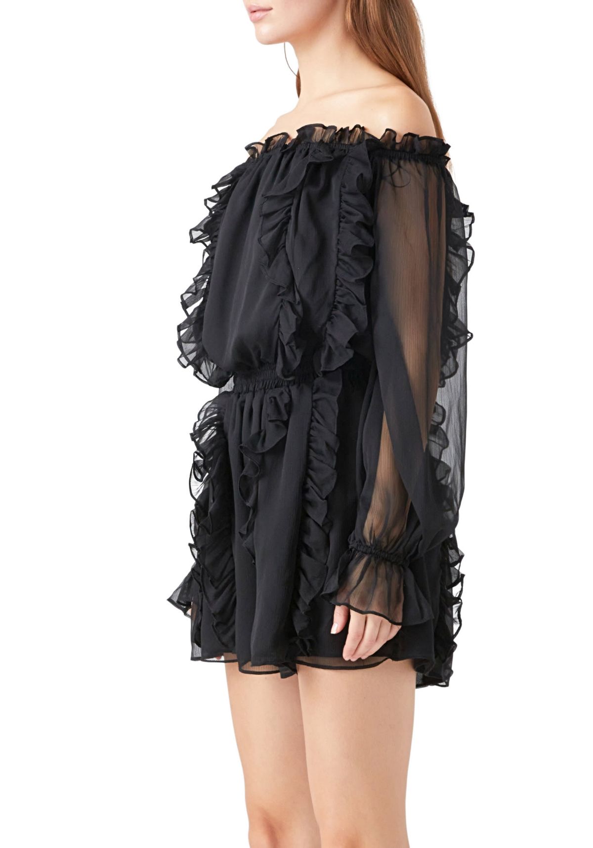 Off the Shoulder Ruffled Romper