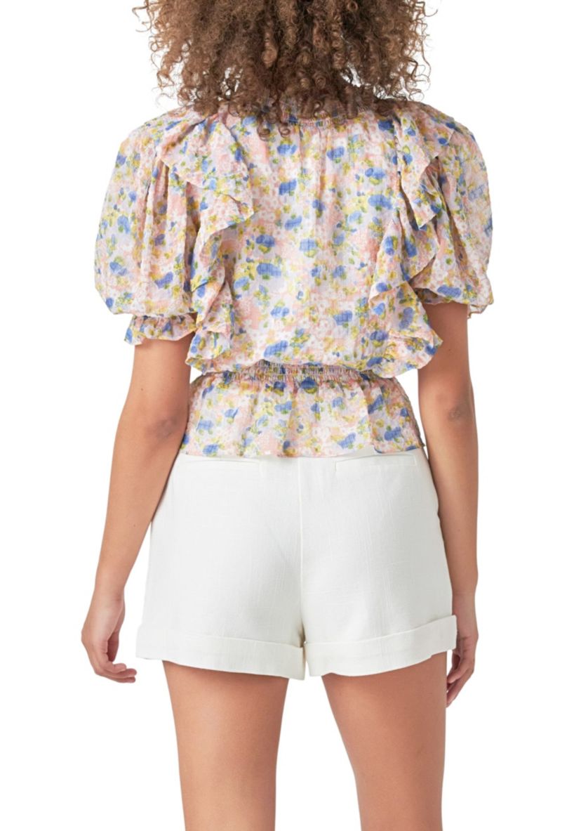 Ruffle Bodice top with Puff Sleeves