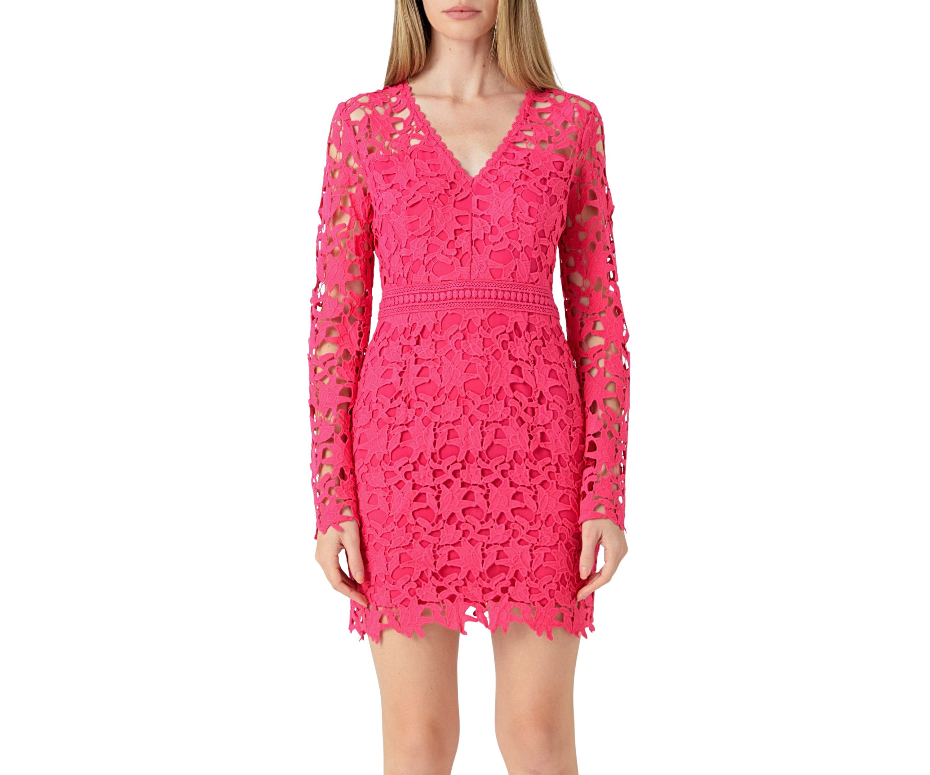 Long Sleeve Lace Mini Dress