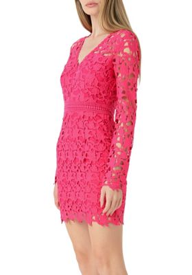 Long Sleeve Lace Mini Dress