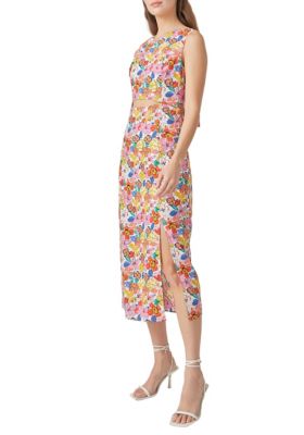 Cotton Floral Print Cutout Maxi Dress