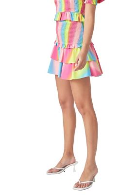 Women's Ombre Stripe Smocked Skirt