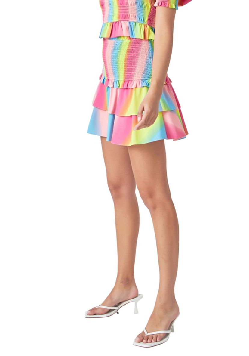 Ombre Stripe Smocked Skirt