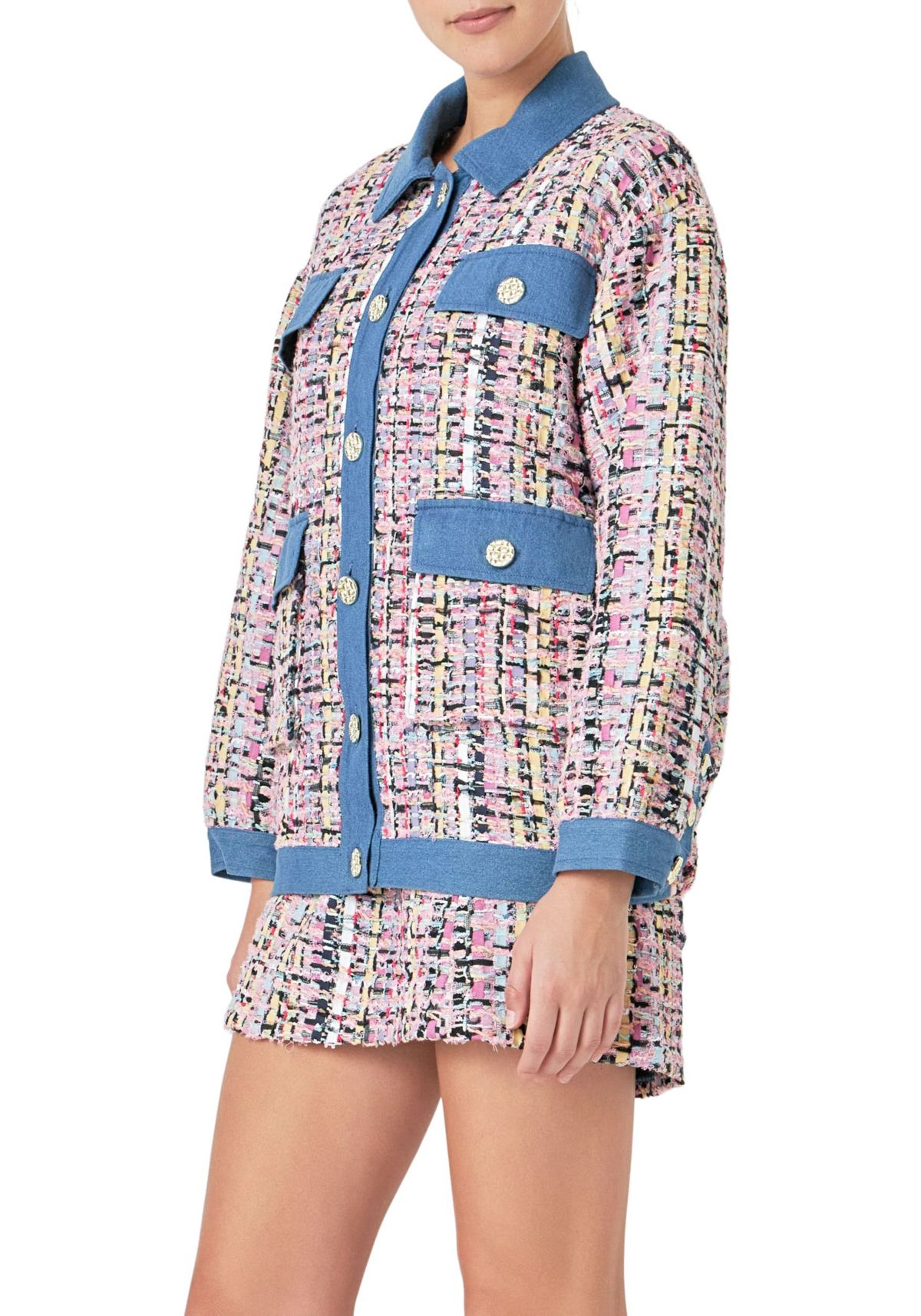 Tweed & Denim Combo Jacket