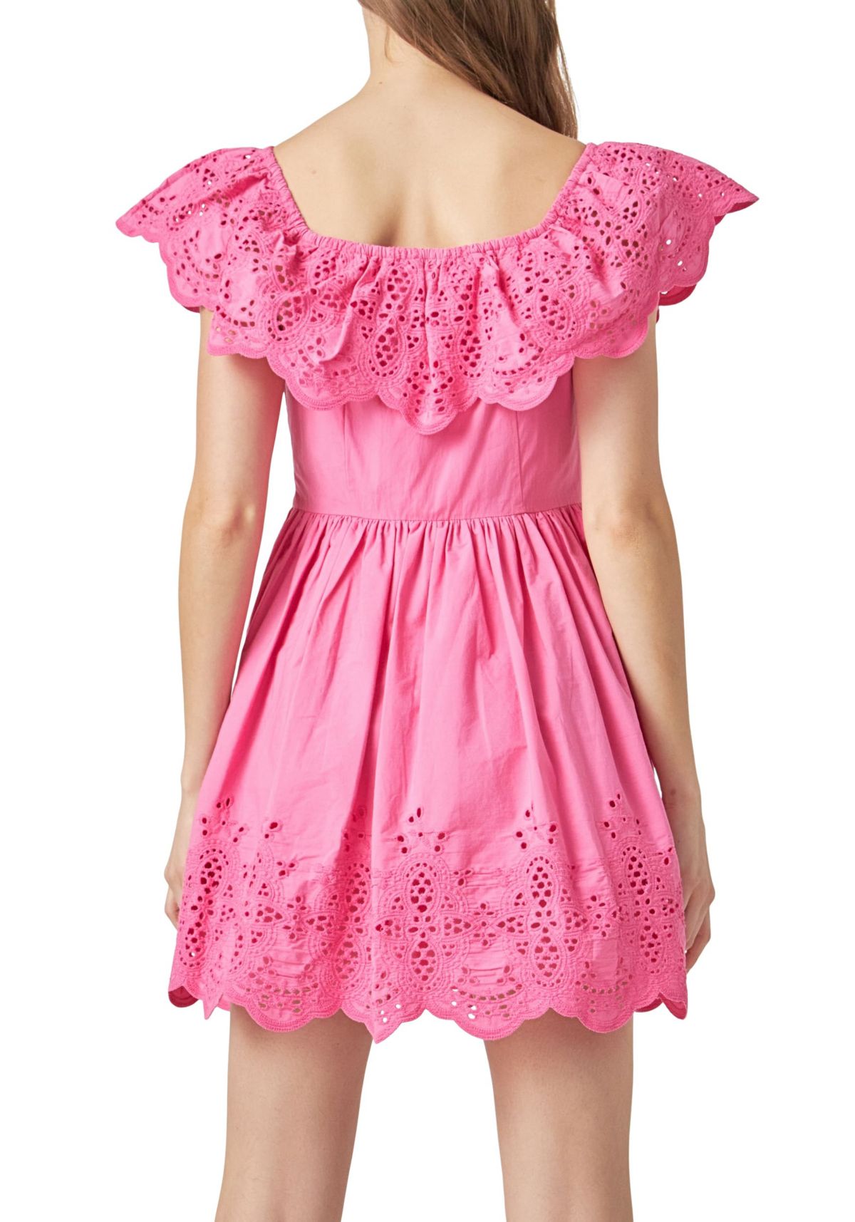 Scalloped Off The Shoulder Mini Dress