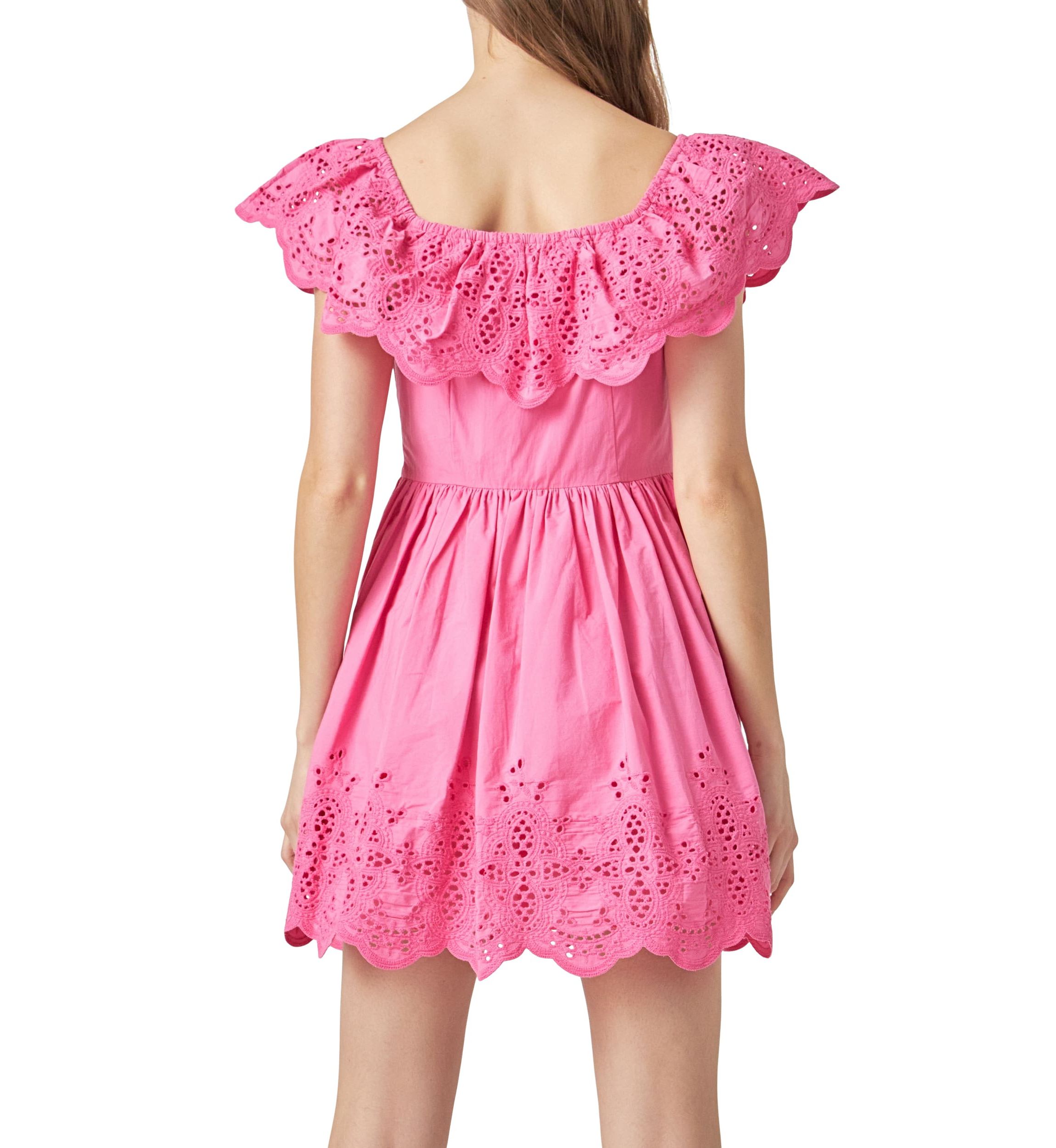 Scalloped Off The Shoulder Mini Dress