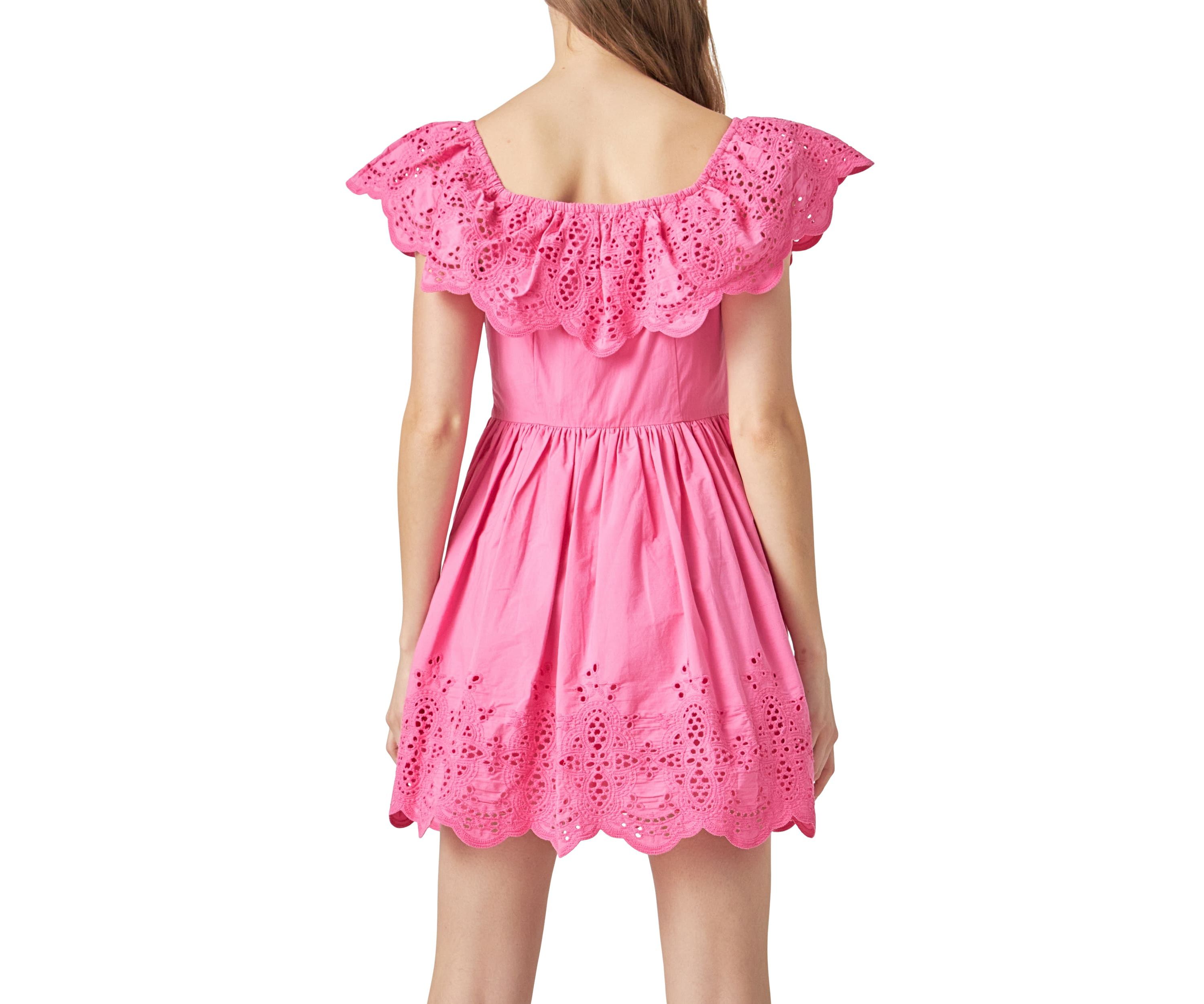 Scalloped Off The Shoulder Mini Dress