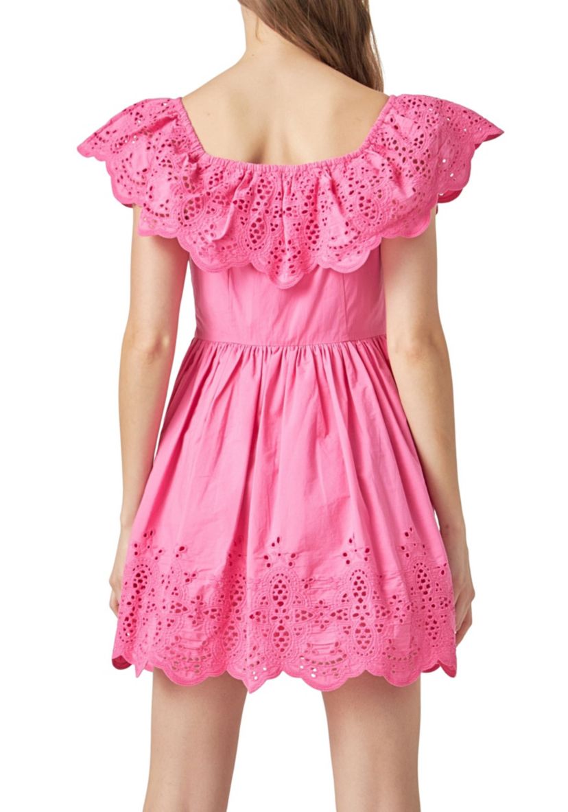 Scalloped Off The Shoulder Mini Dress